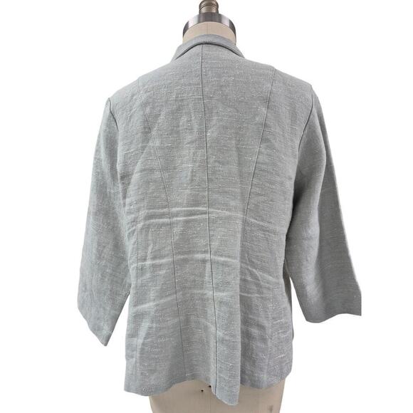 Eileen Fisher Linen Silk Loose Blazer Pale Green NWOT Sz L Snap Front - Picture 2 of 7